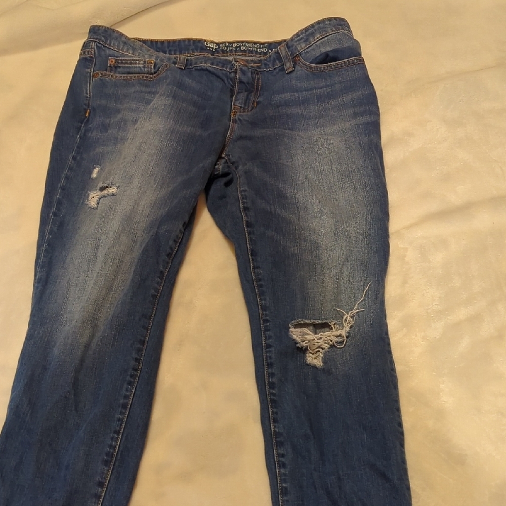Distressed Blue Jeans